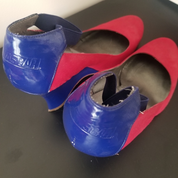 NASCAR Red High Heels with Blue Straps - Picture 5 of 6